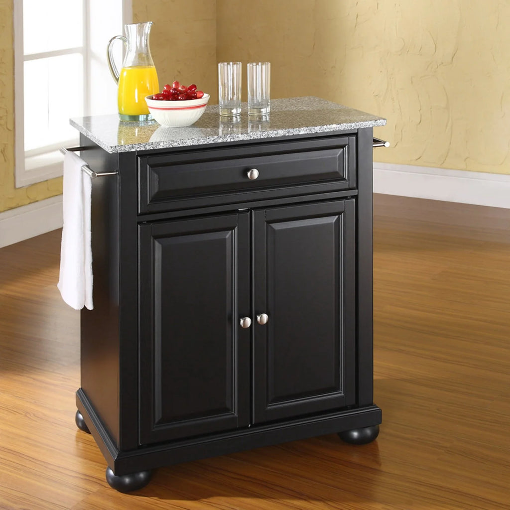 White/Gray Wood Portable Kitchen Island T638