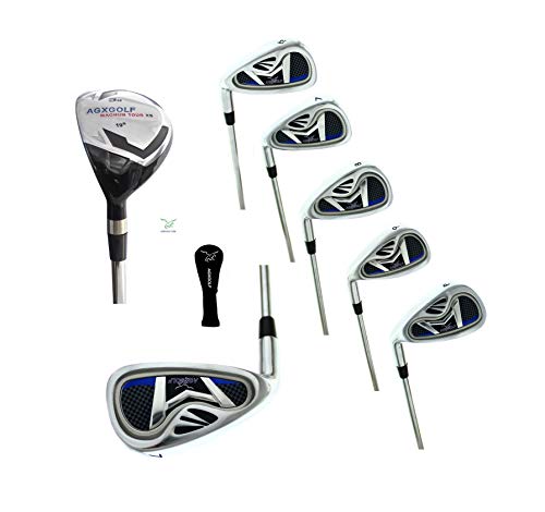 Men's Left Hand Complete Golf Club Set 460cc Driver, Fairway Wood, 3 Hybrid Iron 6-9 Irons + PW + Putter D621