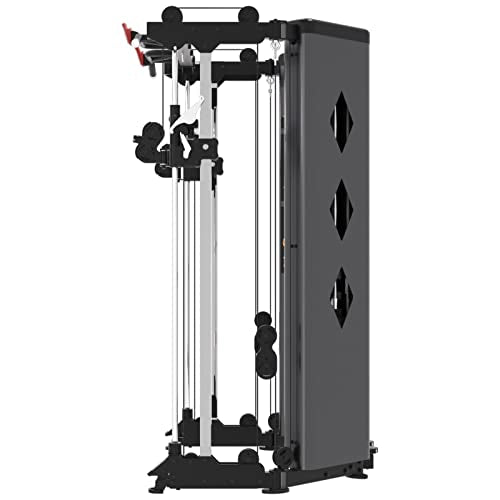 Folding Home Gym Smith Machine with Pulley System Squat Rack Weight Bar Y288412