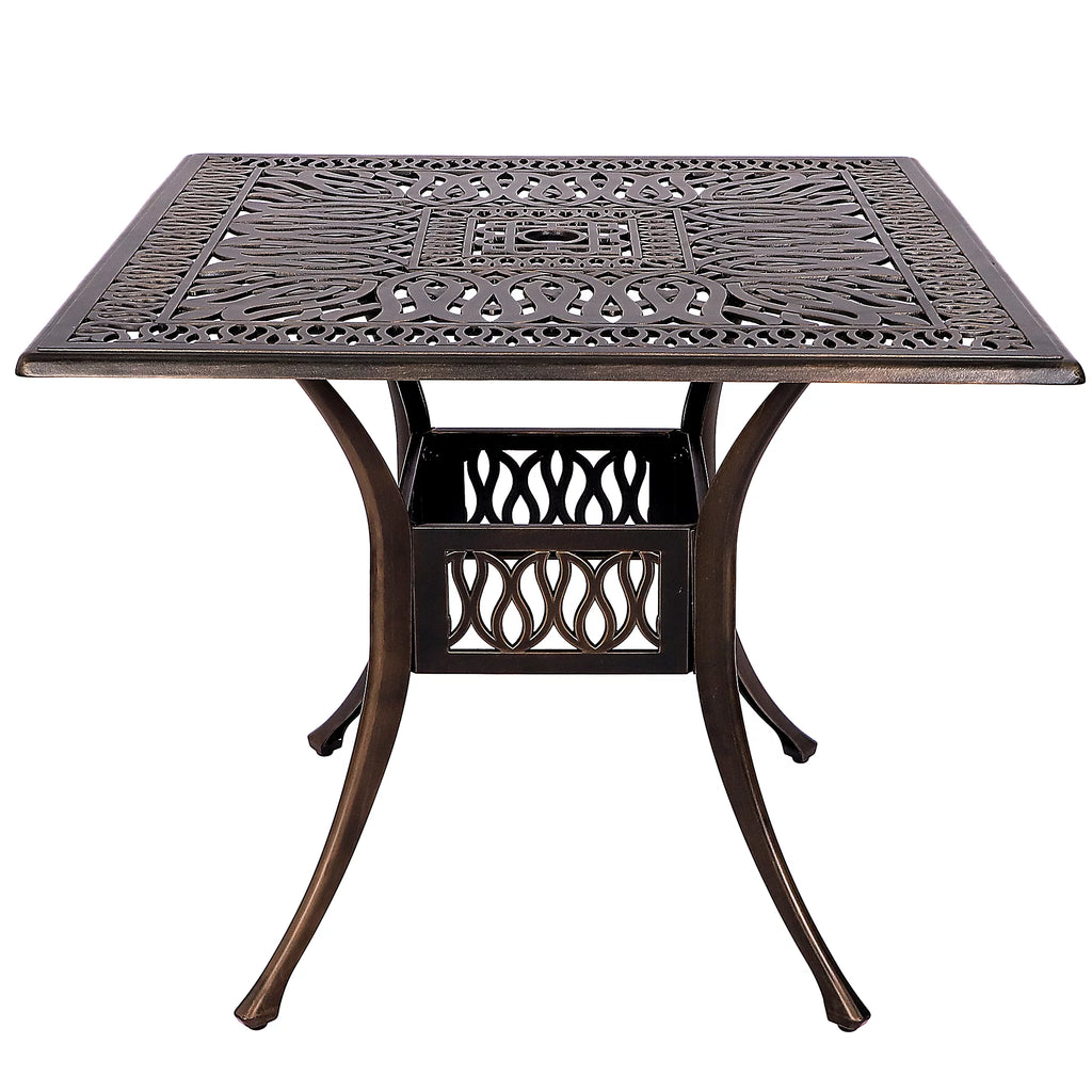 5-Piece Cast Aluminum Outdoor Dining Set with Umbrella Hole R800591