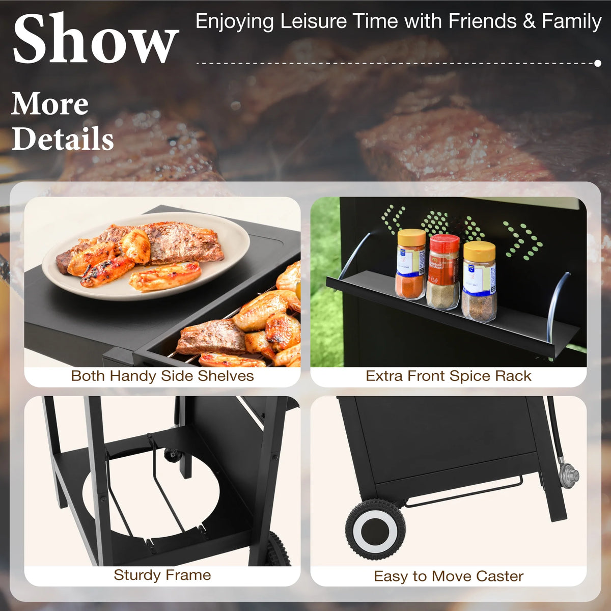 2-Burner Propane Grill and Griddle Cooking Station with Side Shelves Black H5598