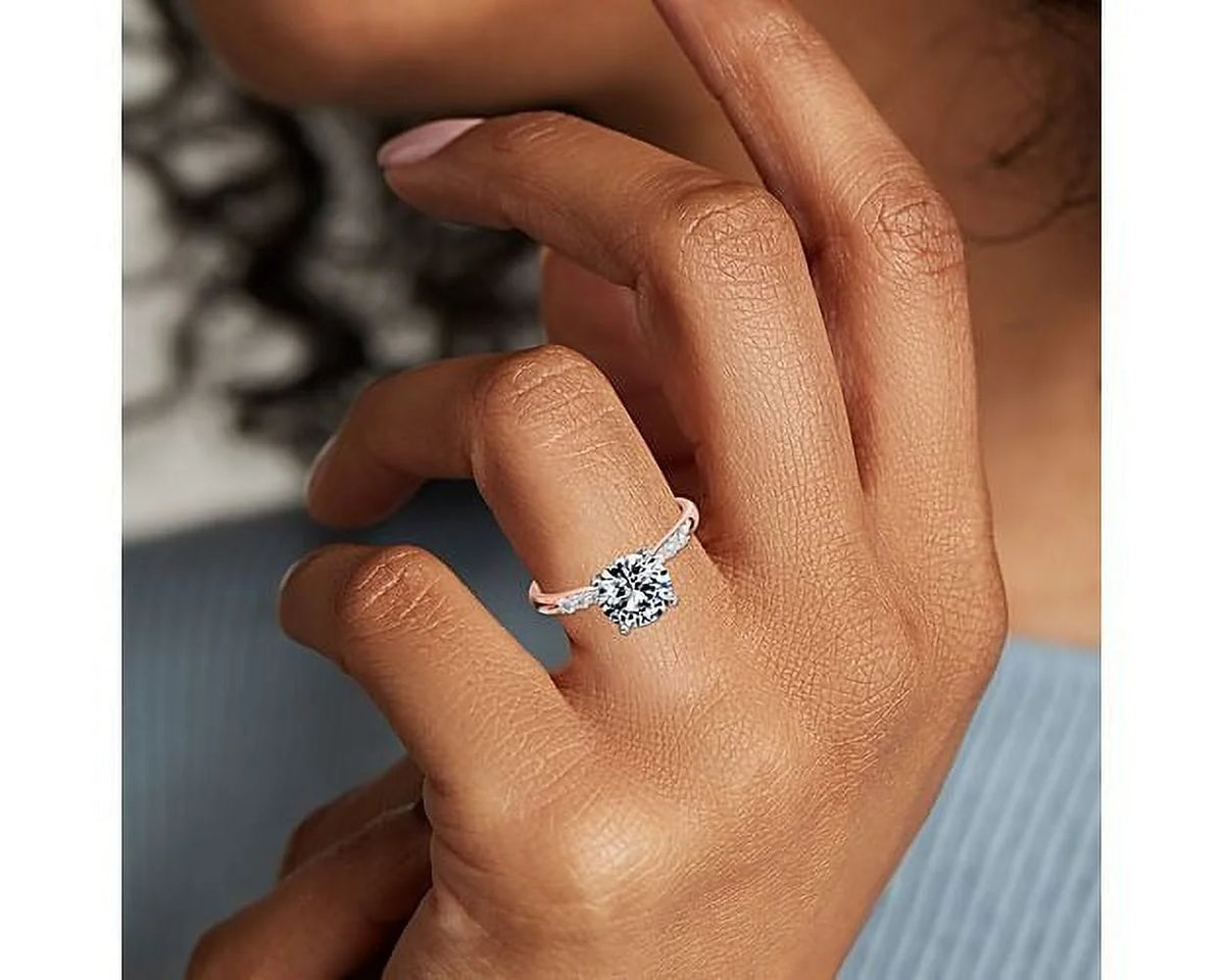 14K Rose Gold Solitaire Diamond Ring H580