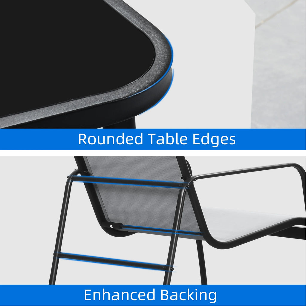 3 Pieces Outdoor Bistro Set with Glass Coffee Table B74957