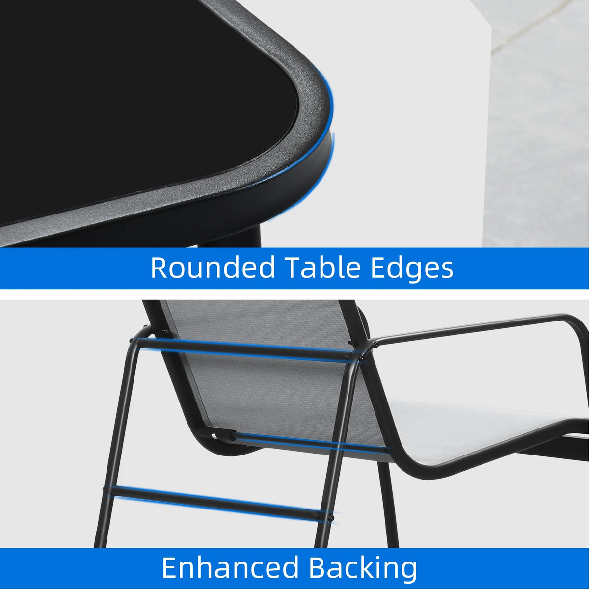 3 Pieces Outdoor Bistro Set with Glass Coffee Table B74957