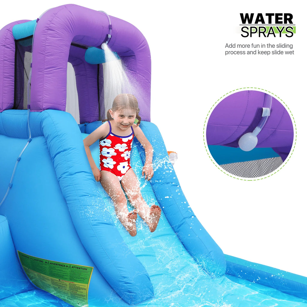 Kids Inflatable Water Slide with Blower and Splash Pool H17567