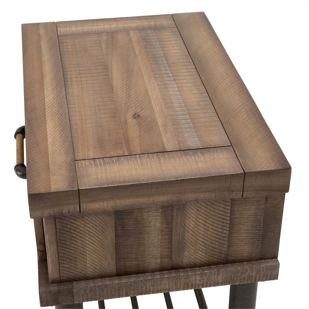Wood & Metal Side Table with Drawer in Barn Brown S54579