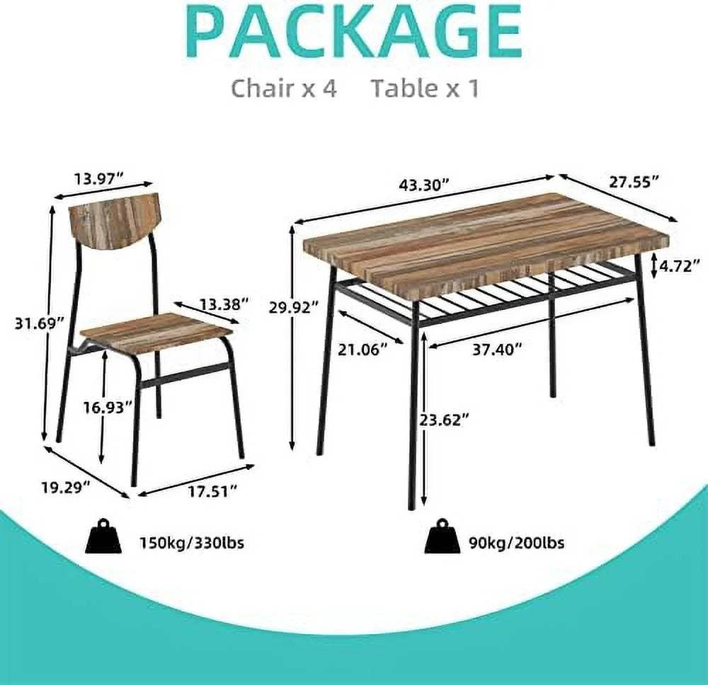6 Piece Dining Table Set with 4 Chairs and Bench H761