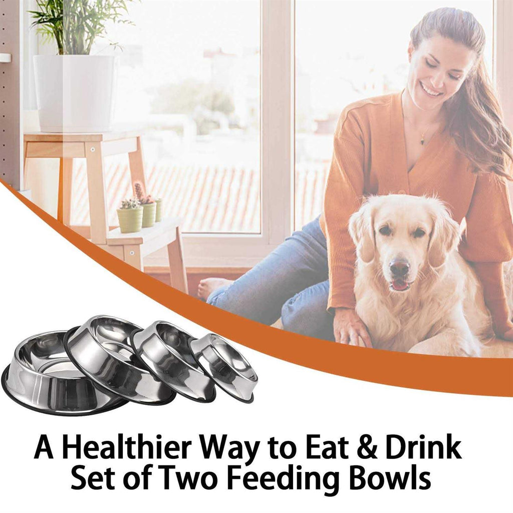2 Packs Stainless Steel Dog Bowl with Anti-Skid Rubber Base K74444