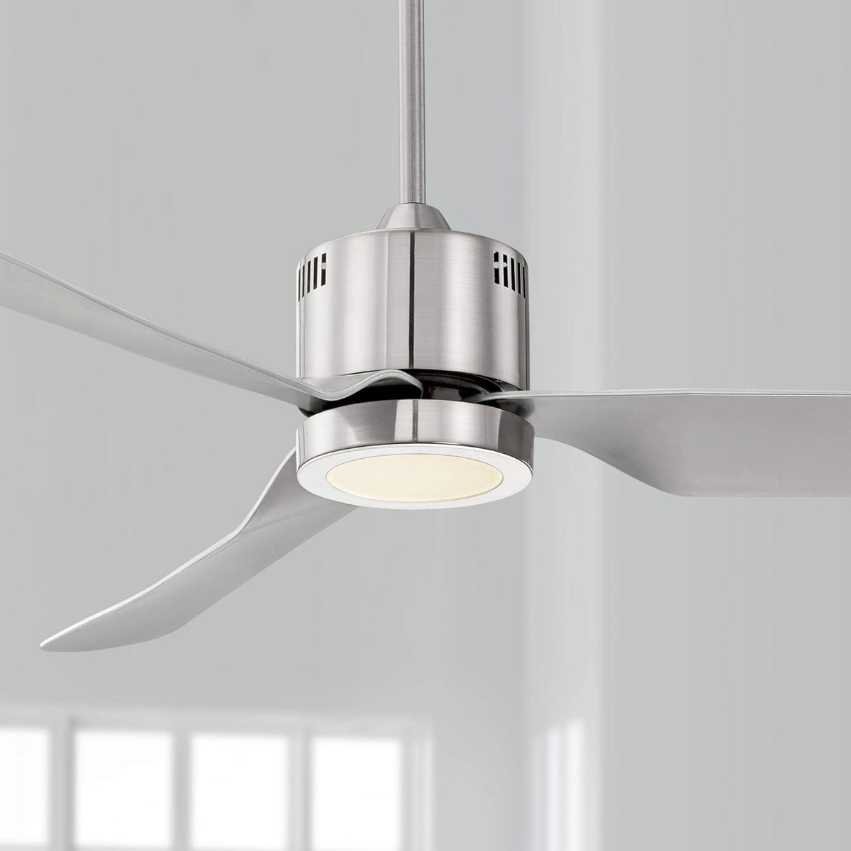 Brushed Nickel Silver 3 Blade Indoor Ceiling Fan with Light LED Remote Control C51019