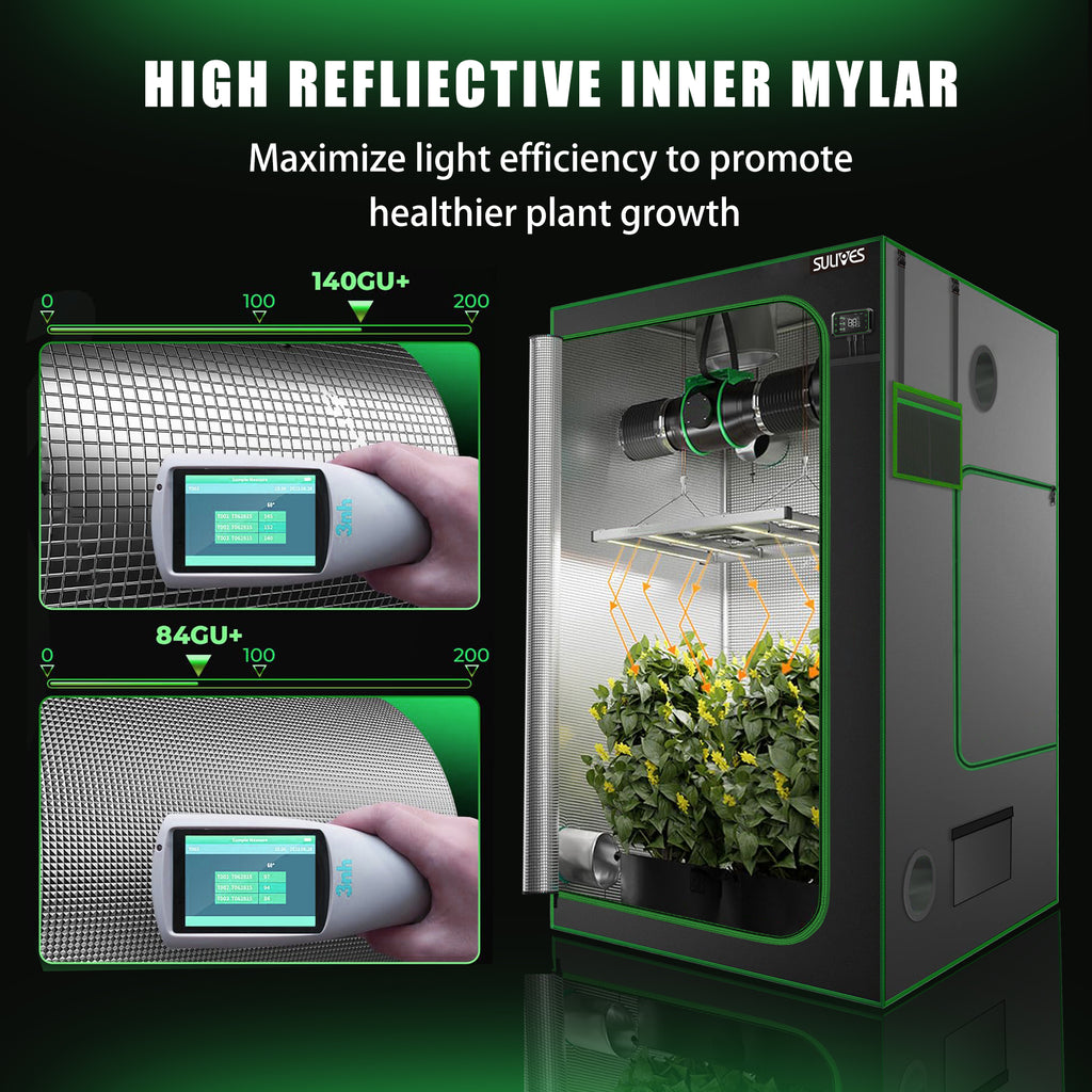 24"x24"x48" Water-Resistant Hydroponic Grow Tent with Observation Window H5057