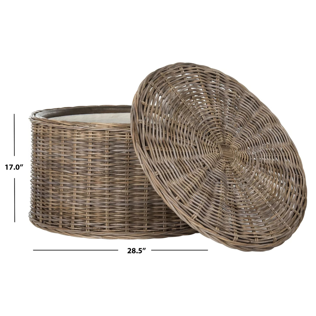 Grey Wicker Storage Coffee Table C364849