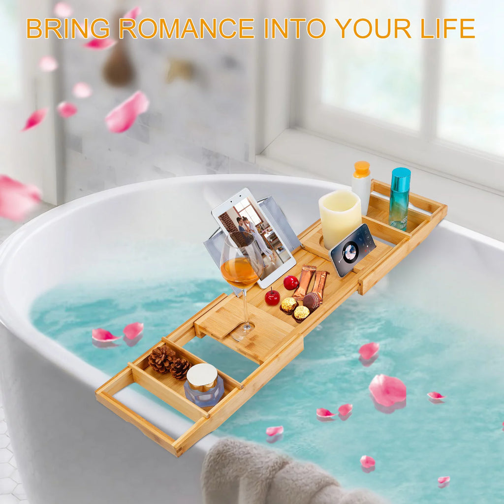 Extendable Bathtub Caddy Tray with Shelves I68804