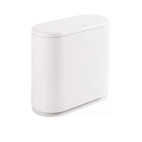 12 Liter White Plastic Trash Can with Press Top Lid I6547