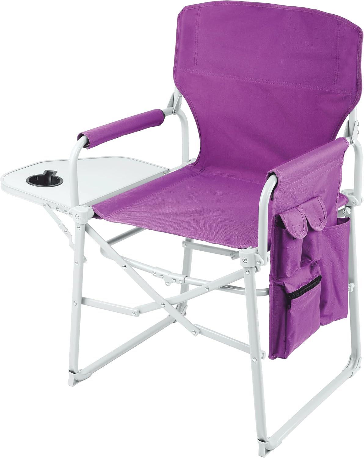 Steel Frame Director’s Chair with Attached Table Lightweight Folding Outdoor Chair W210819