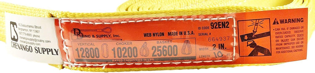 2 Ply Endless Nylon Lifting Slings, 12,800 lbs Vertical, 2x10' Y1472