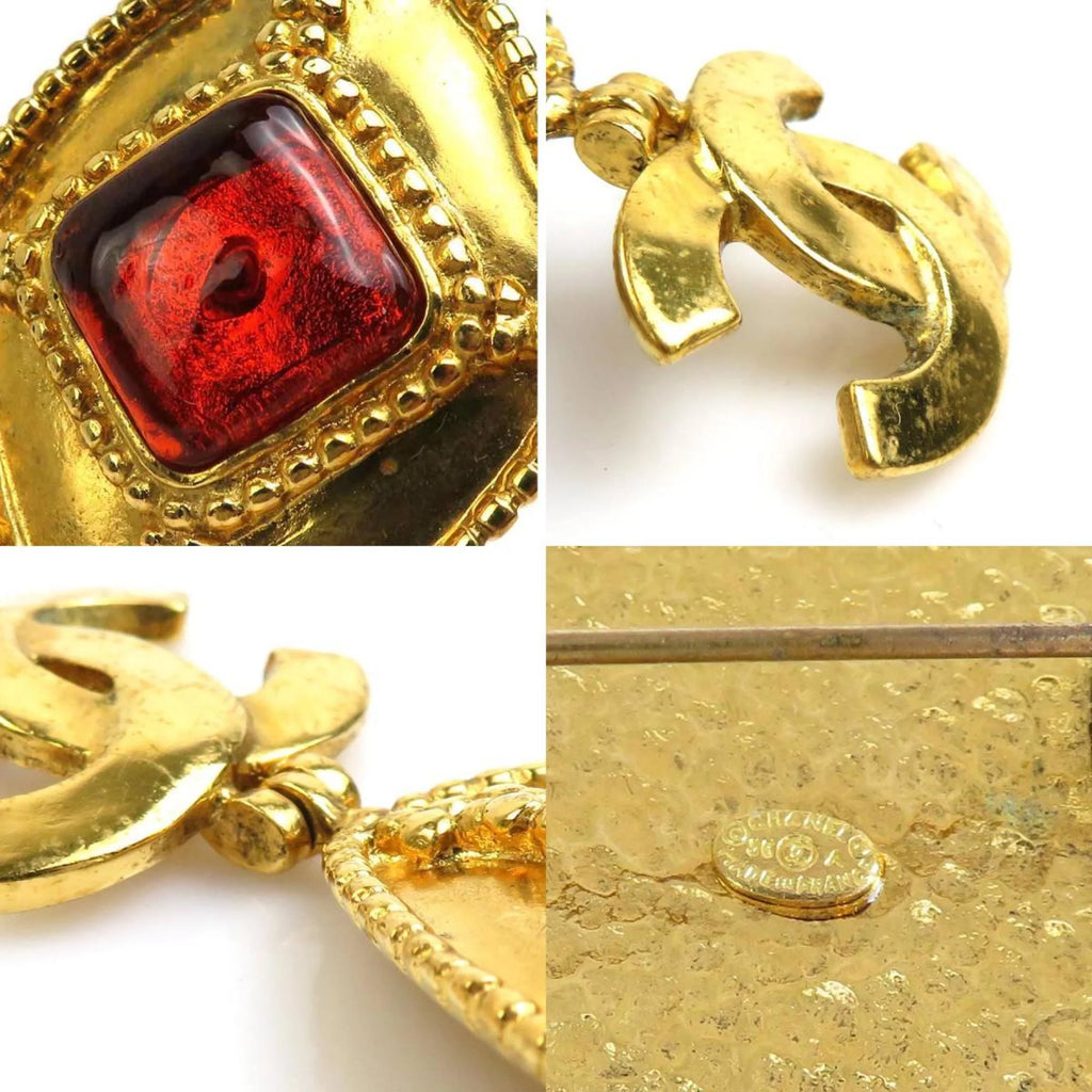 Pre-Owned Gold Orange Brooch R541181