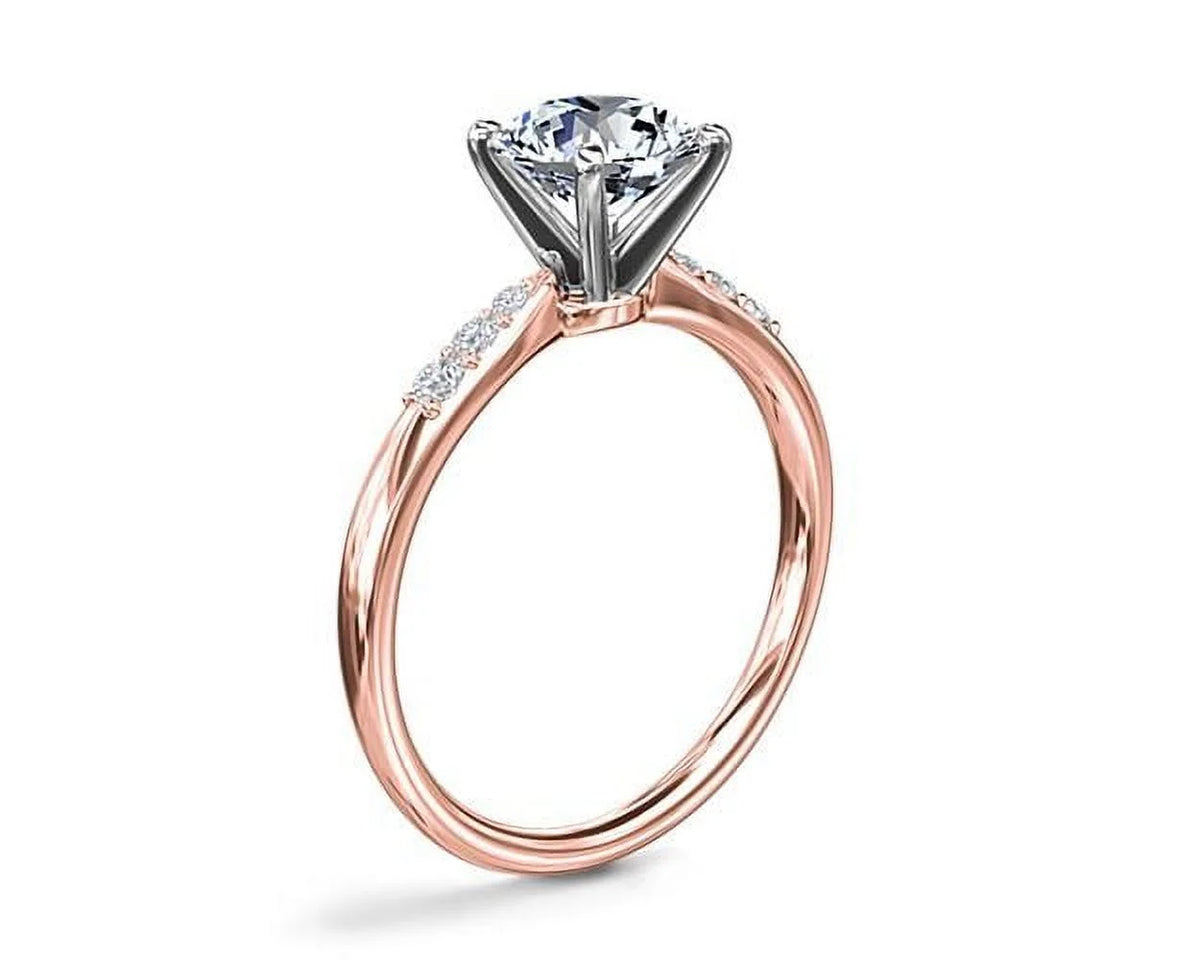 14K Rose Gold Solitaire Diamond Ring H580