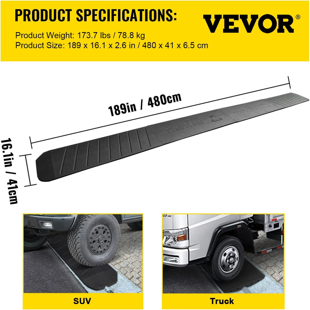 4 Pack Heavy Duty Rubber Curb Ramp Set O367