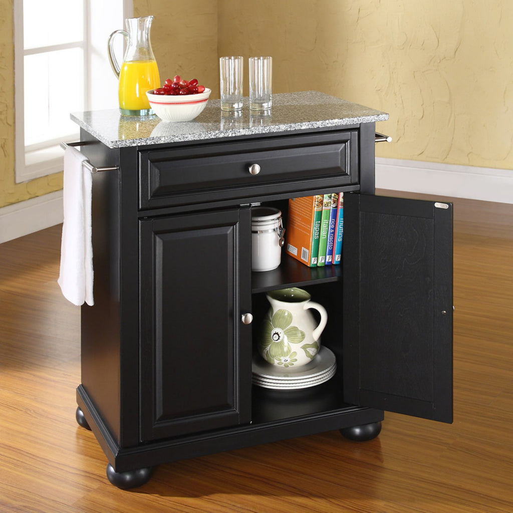 White/Gray Wood Portable Kitchen Island T638