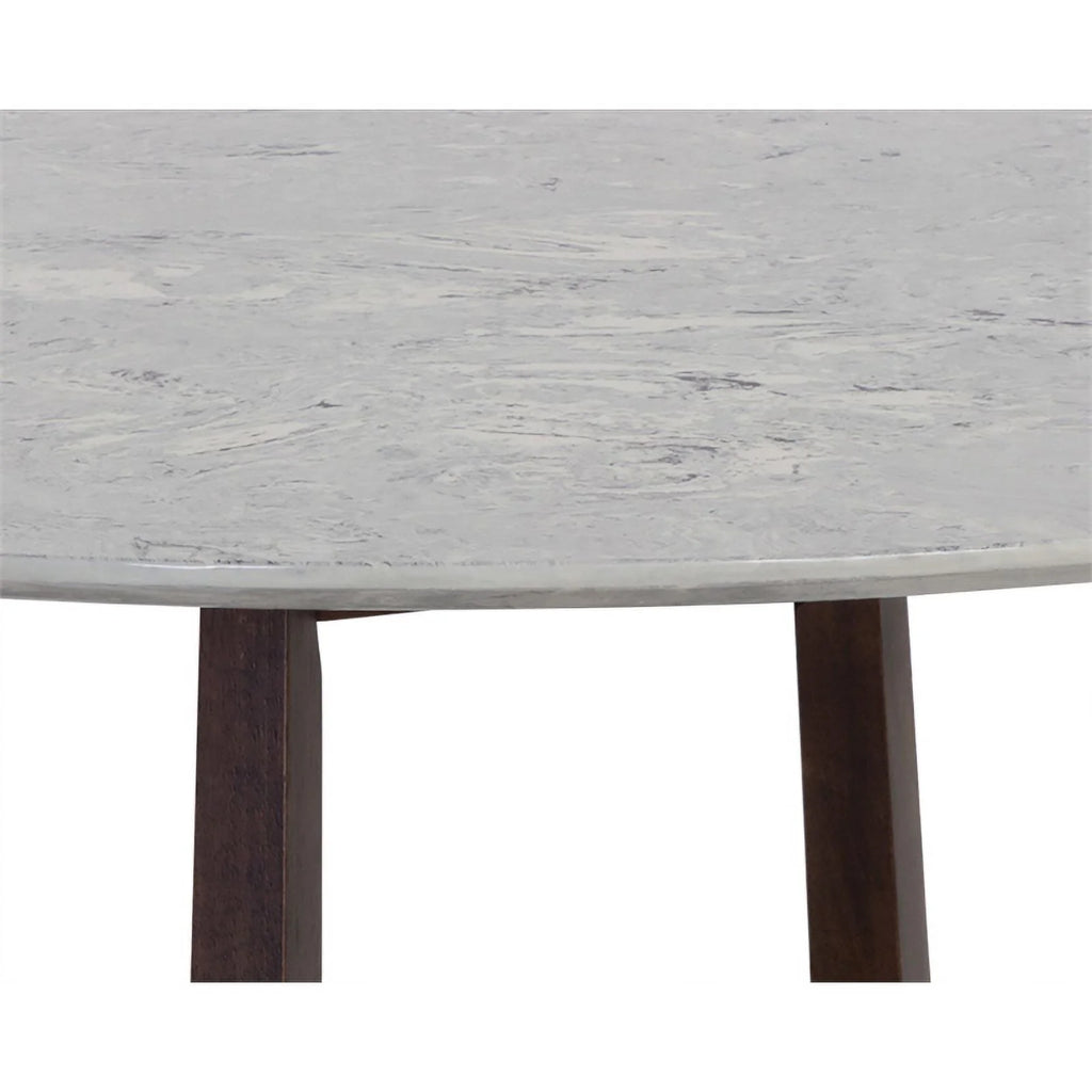 Mid-Century Wood & Faux Marble Dining Table A495