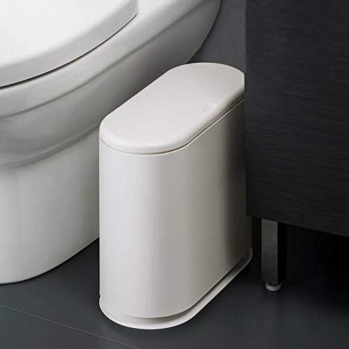 12 Liter White Plastic Trash Can with Press Top Lid I6547