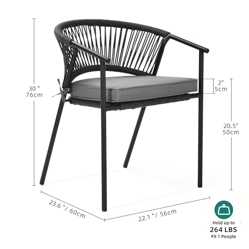 Stackable Rattan Wicker Patio Chairs Set of 6 with Cushion K6600
