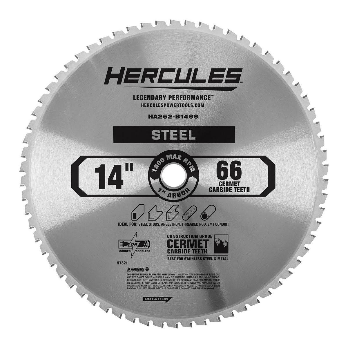 14 in. 66T Cermet Carbide Circular Saw Blade with 1 in. Arbor F12625