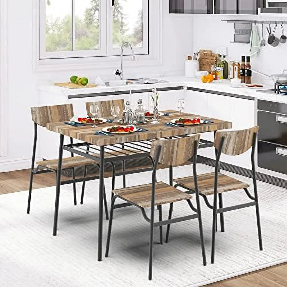 6 Piece Dining Table Set with 4 Chairs and Bench H761