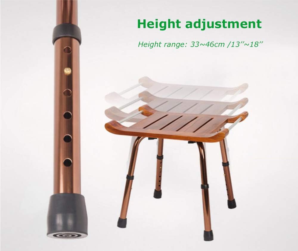 Wood Bath Shower Stool with Arm Teak Bath Bench Stool with Non-Slip Feet Adjustable Height Shower Seat Lightweight Bathtub Chair B252