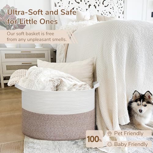 Large Cotton Rope Storage Basket, 21.7'' x 13.8'', 90L Grey M25134