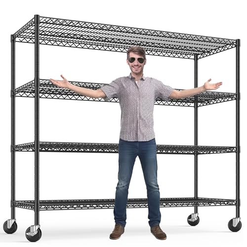 75.6" H Adjustable Metal Wire Shelving Unit with Wheels N6985