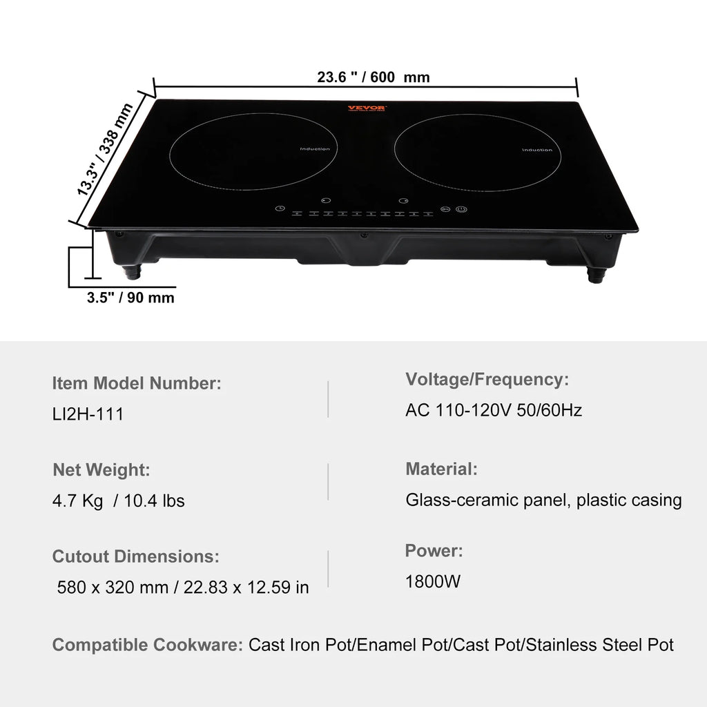 24 inch 2 Burners Ceramic Glass Electric Cooktop I2008
