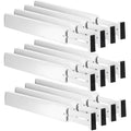 12 Pcs Bamboo Drawer Dividers Adjustable 2.4" High 17"-22" White H107