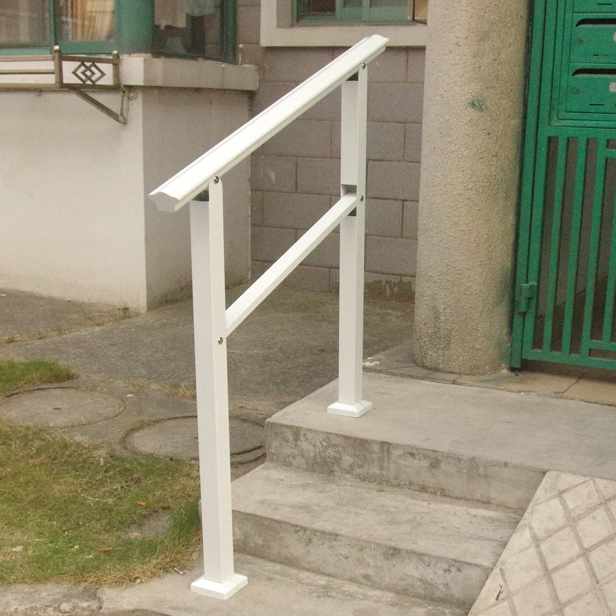 White Stair Handrail 3ft Railing 3 Steps F6484