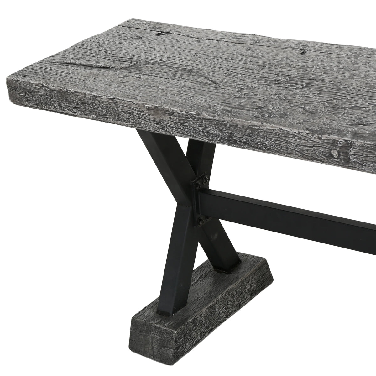 Grey Concrete and Steel Dining Bench L4567