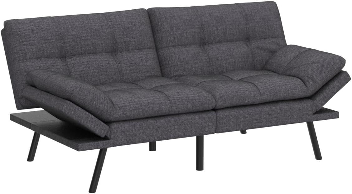 Memory Foam Futon Sofa Bed with Removable Armrests F832