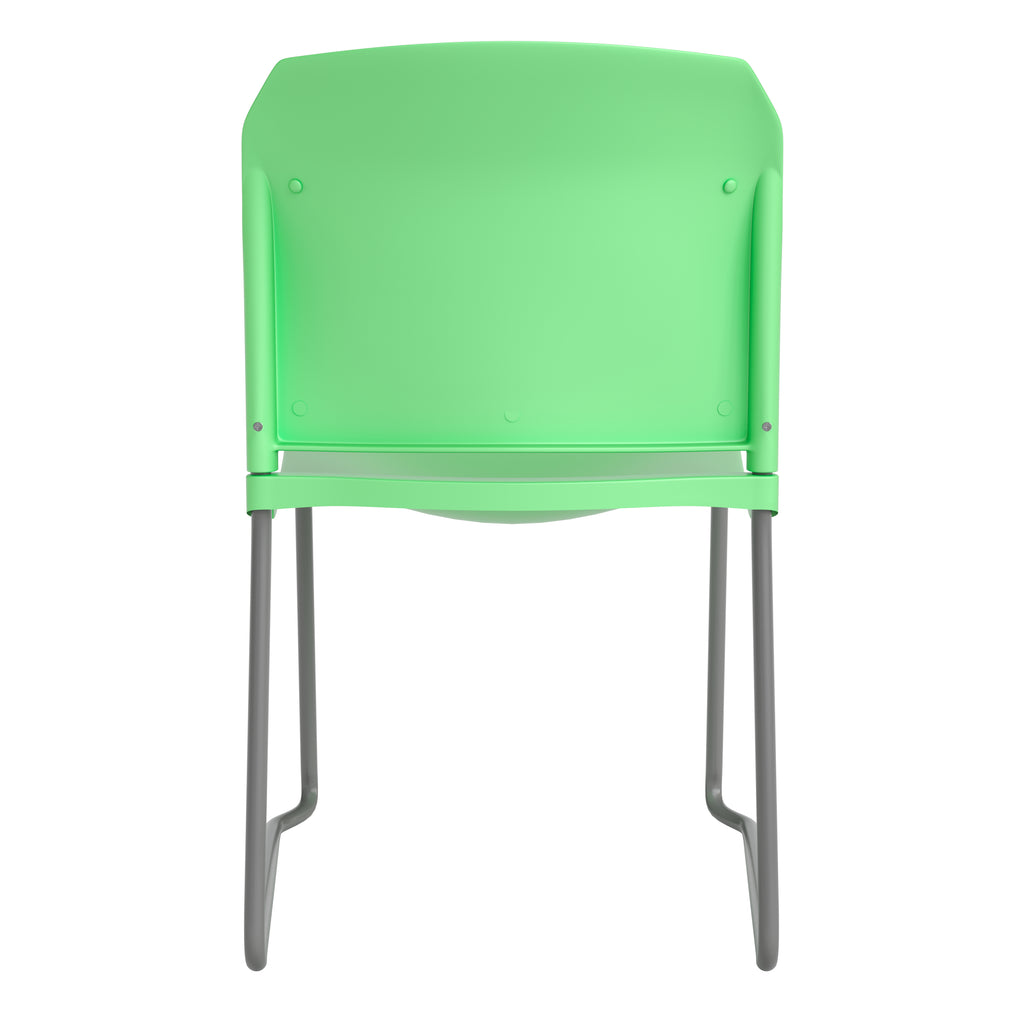 Green Full Back Contoured Stack Chair with Gray Sled Base L844368
