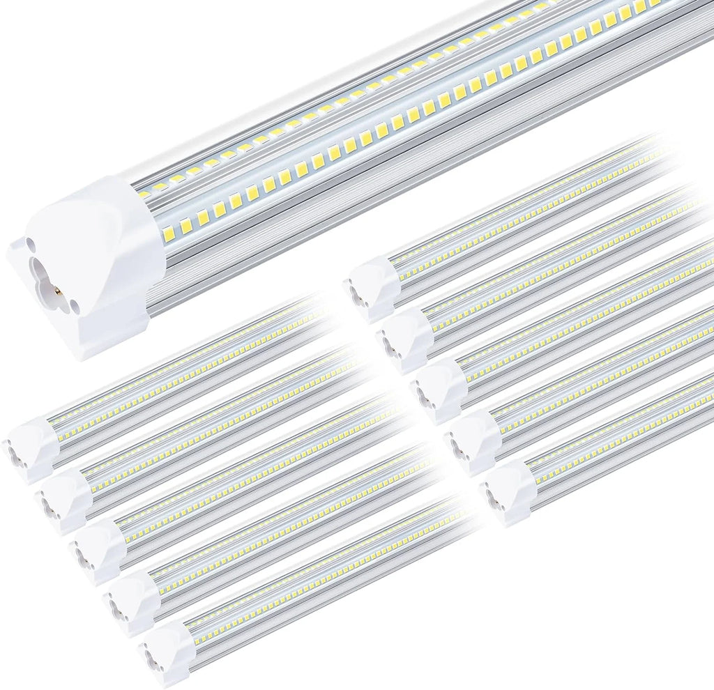 4FT 50W 7750Lumen 6000K Clear Cover V-Shape Linkable T8 LED Tube Light 10 Pack V549940