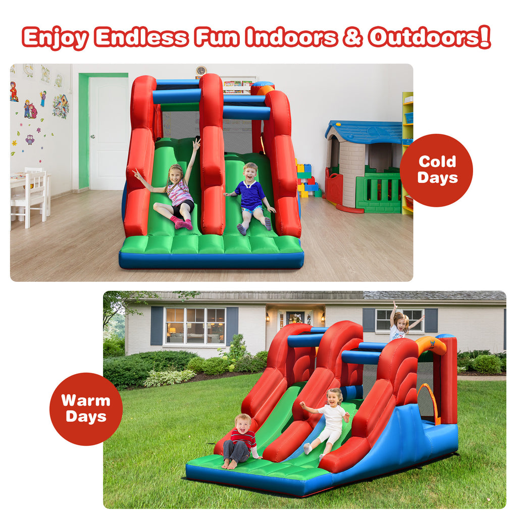 Inflatable Bounce House 3-in-1 Dual Slides Jumping Castle with Blower C699497