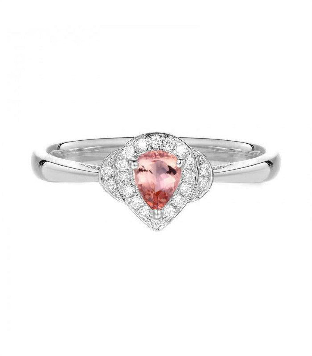 Pear Cut 1.25 Carat Morganite and Diamond Engagement Ring in 14k White Gold X968632