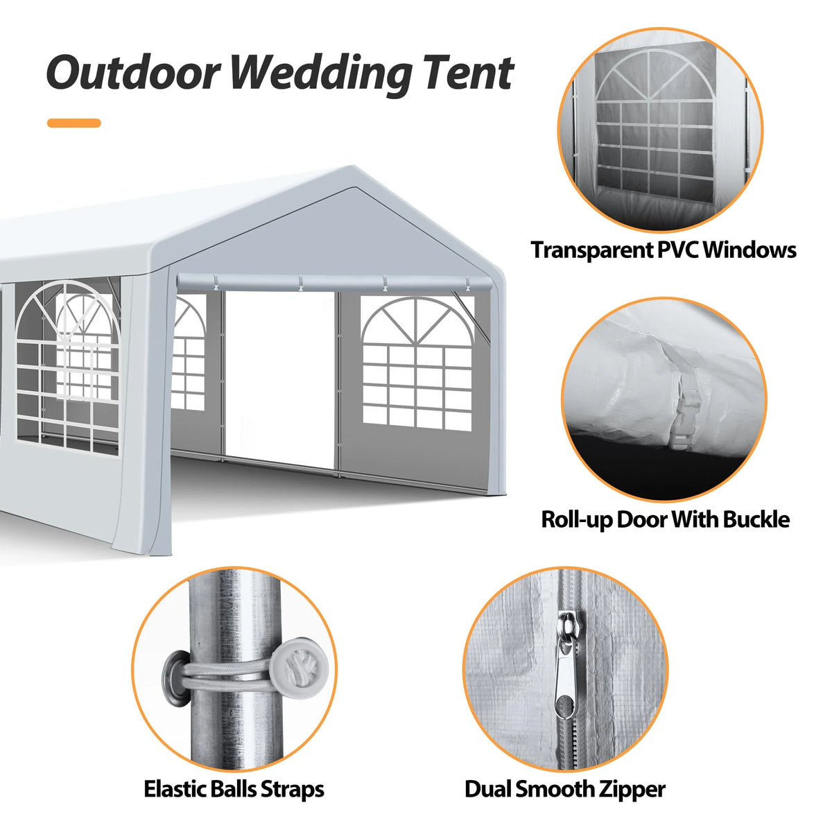 20x40FT Heavy Duty Patio Party Tent with Windows and 2 Roll-up Doors A403
