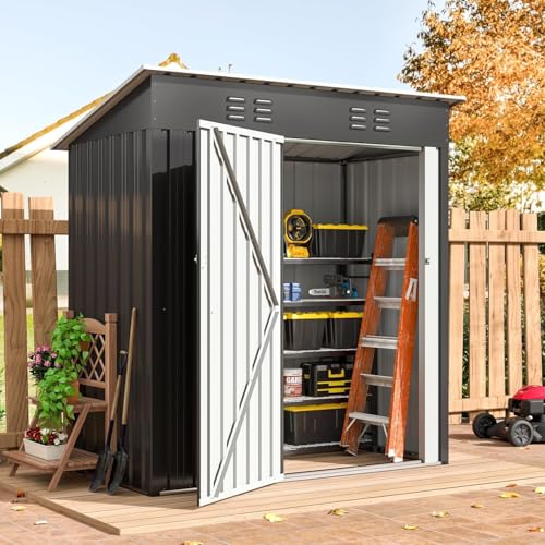8x8 FT Metal Outdoor Storage Shed with Lockable Doors S238099