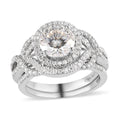 Moissanite Round 925 Sterling Silver Platinum Plated Stackable Ring Size 7 Ct 2.46 P43808