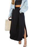 Smocked Waist Band Maxi Skirt I4758
