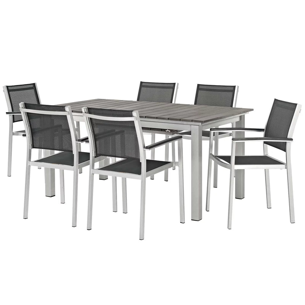 Black Aluminum Metal Side Dining Chair and Table Set J282411