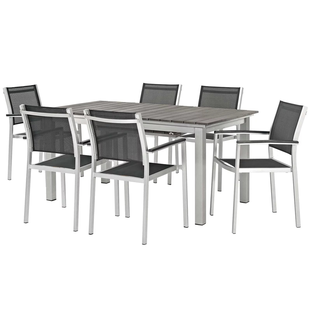 Black Aluminum Metal Side Dining Chair and Table Set J282411