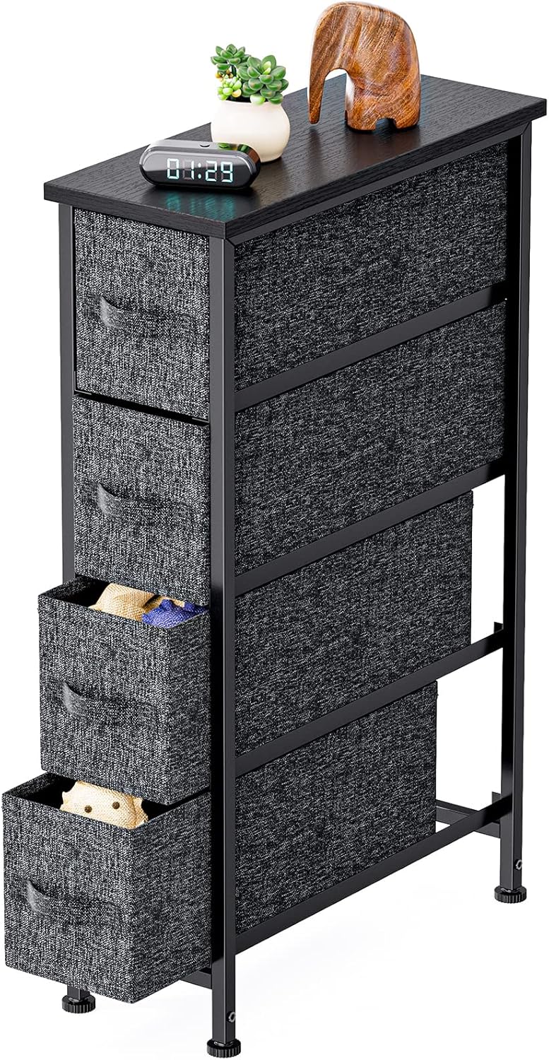Black Fabric Dresser with 4 Drawer Q986
