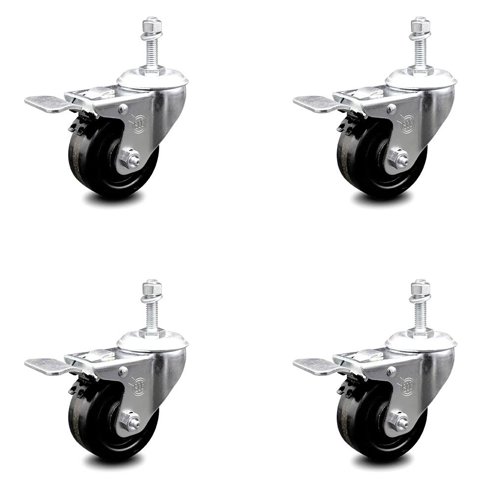 3 inch Phenolic Swivel Caster Set with Total Lock Brake Q590