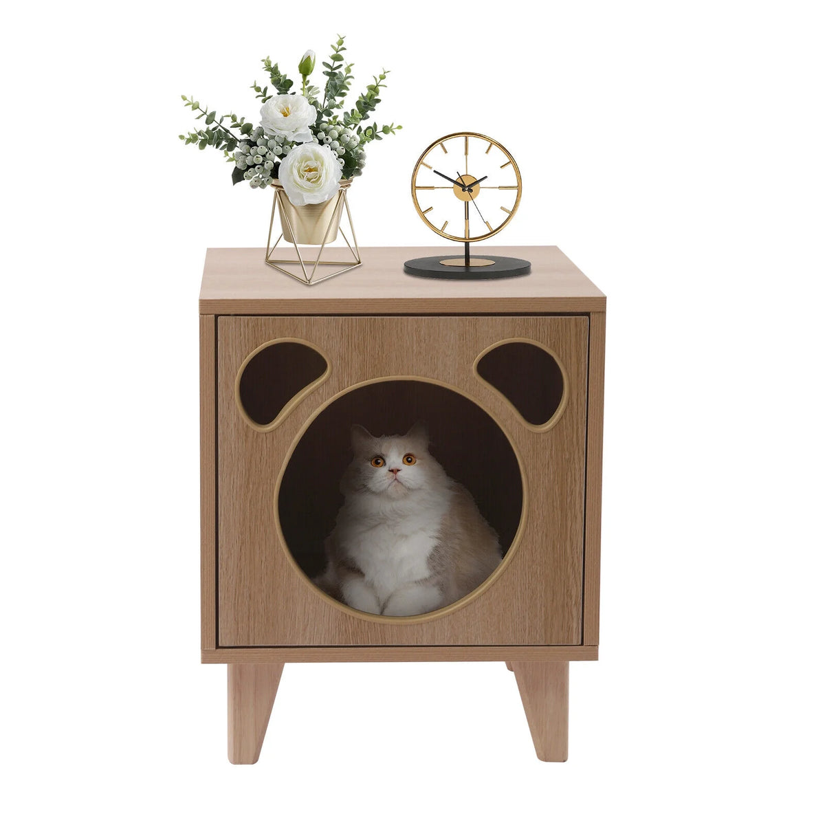 Oak Cat Nest Nightstand T689511
