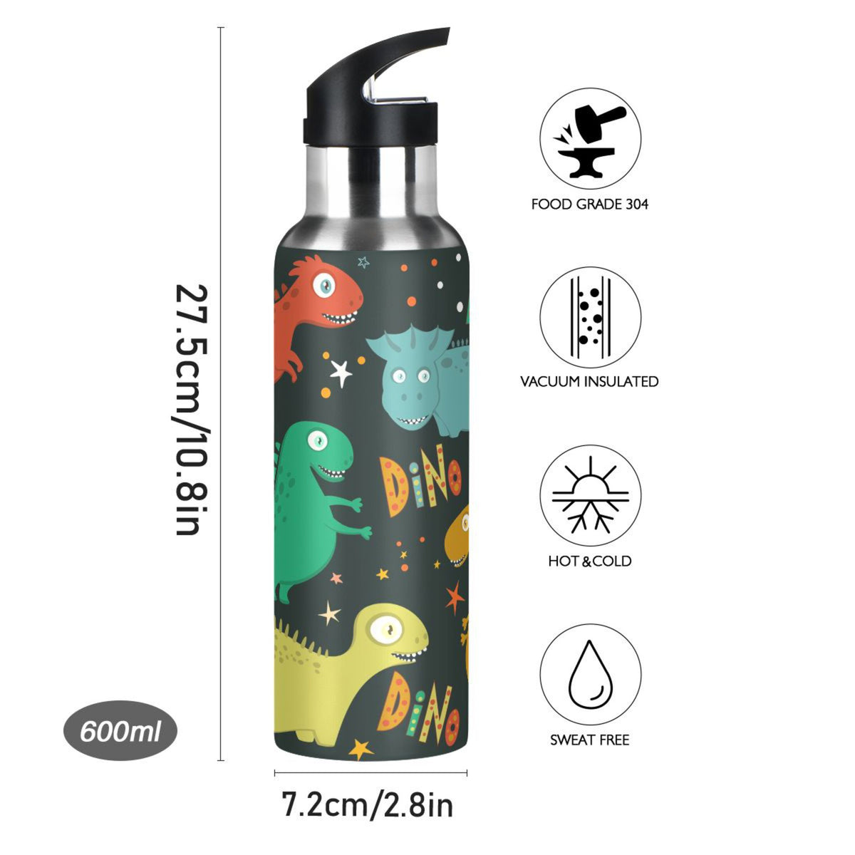 Stainless Steel Water Bottle with Straw Lid Vacuum Insulated 20 OZ F5217